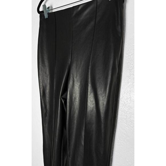 Aritzia Babaton Women's Frida Black High Waisted Vegan Leather Pleather Pants 12 - Picture 7 of 11